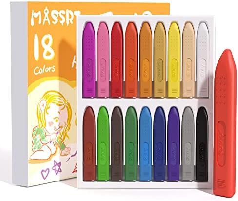 Triangle Jumbo Crayons for Toddlers, 18 Colors Mess Free Unbreakable Crayon Gifts, Easy to Hold Washable Crayons for Kids, Safe Coloring Gifts for Babies and Children