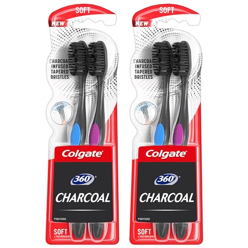 Colgate 360 Charcoal Toothbrush, Soft Bristles (4 Count)