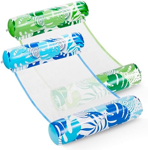 SLOOSH 2 Packs Hammock Pool Floats Adults, 4-in-1 Multi-Purpose Inflatable Pool Floats PVC Water Hammock Lounge Floaties