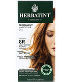 Herbatint Permanent Haircolor Gel, 8R Light Copper Blonde, Alcohol Free, Vegan, 100% Grey Coverage - 4.56 oz