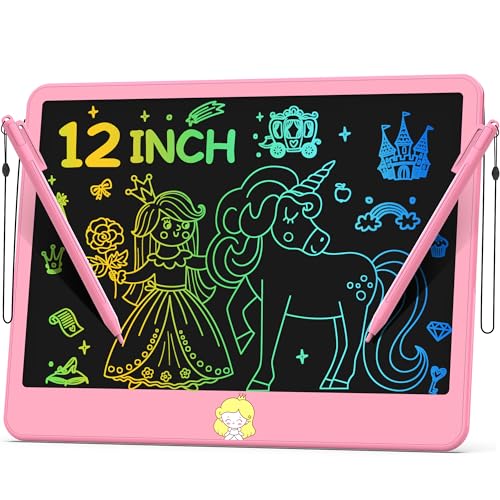 Hockvill LCD Writing Tablet for Kids 12 Inch, Kids Learning Toys Drawing Pad for Girls Boys, Erasable Doodle Board for Toddlers 3 4 5 6 7 8 Year Old Travel Essentials, Christmas Birthday Gift for Kids