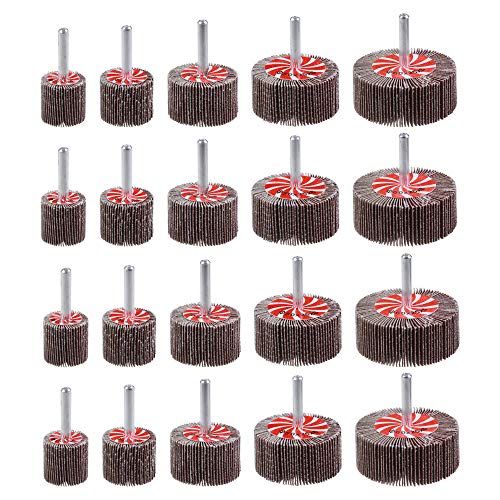20 Pcs 5 Sizes 60/80/120/240 Grits Abrasive Flap Wheel Sander, 1/4 Inch Shank Flap Wheels for Drill, Die Grinder Flap Wheel,Flap Wheel Sander for Drill