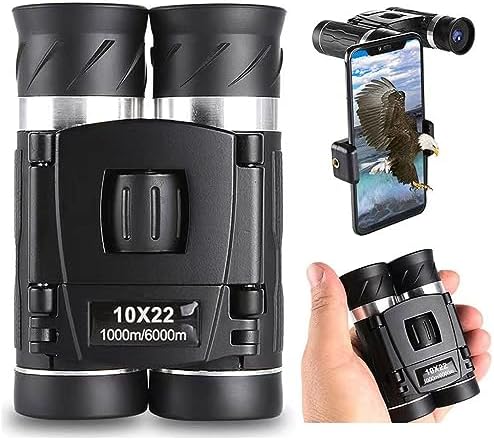 10x22High Powered Waterproof Mini Binoculars for Adults Kids with Phone Adapter Compact, Pocket Binoculars for Bird Watching, Hunting, Concerts, Opera,Theater, Travel, Sightseeing,Outdoor Adventures
