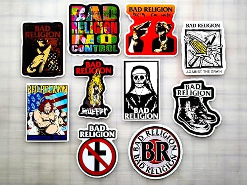 Punk Rock Religion Band Sticker Pack (10 Stickers) Bad Milkmen Kennedys Black Circle Minor religeon Brains Threat DOA dri Vandals Flag Jerks Dead