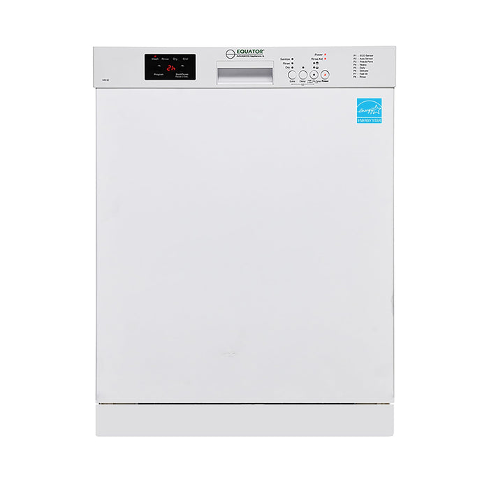 Equator24" Built in Dishwasher 14 Place Setting Wine Rack 8 Wash FAST 50 Delay1/2Load 110V E-Star ADA in White