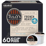 Tully's Coffee French Roast, Keurig Single Serve K-Cup Pods, Dark Roast Coffee, 60 Count, (6 Packs of 10)