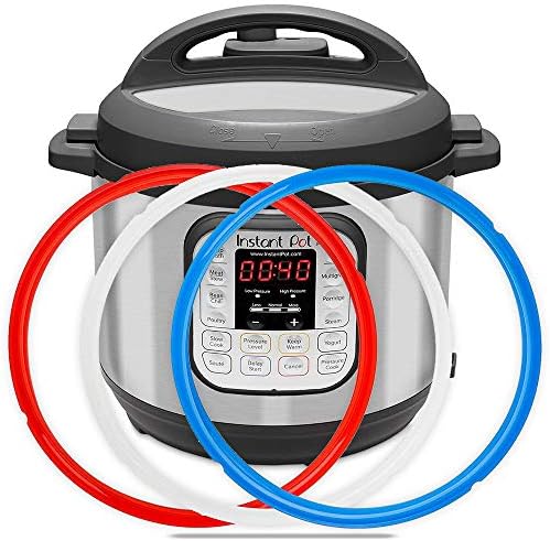 Silicone Sealing Ring for Instant Pot Replacement Gasket for 6 Qt Pressure Cooker, Savory Blue & Sweet Red & Transparent, Fits IP-DUO60, LUX60, DUO50, ILUX50, Pro/Duo Crisp XL 6Qt, Pro 6Qt 3-Pack