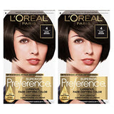 L'Oreal Paris Superior Preference Fade-Defying + Shine Permanent Hair Color, 4 Dark Brown, Pack of 2, Hair Dye