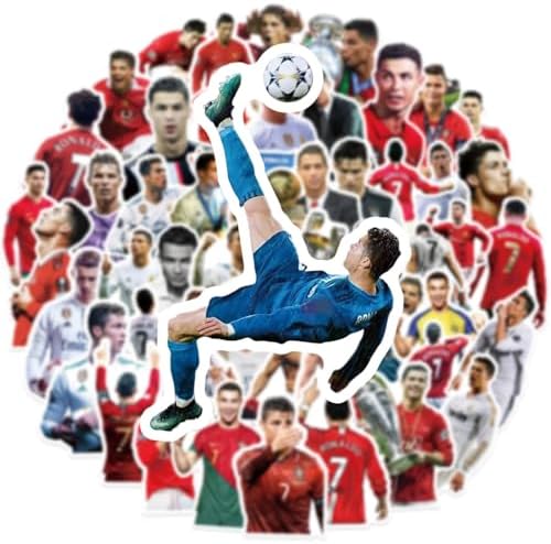 60Pcs Football Star Soccer Fan Vinyl Stickers for Laptop, Water Bottles, Bumper,Computer, Phonecase Decor Stickers and Decals. (C)