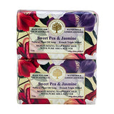 Wavertree & London Sweet Pea & Jasmine Scented Natural Soap (2 Bars), 7oz Moisturizing French Triple Milled Soap Bars enriched with shea butter - Pure Plant Oil Bath & Body Soap for All Skin Types