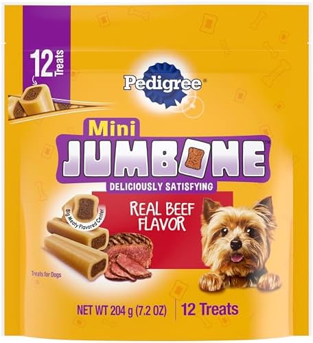 PEDIGREE MINI JUMBONE Small Dog Treats Real Beef Flavor, 7.2 oz. Pack (12 Treats), Pack of 8
