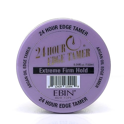 EBIN NEW YORK 24 Hour Edge Tamer - Extreme Firm Hold (6.09oz/ 180ml) - No Flaking, White Residue, Shine and Smooth texture with Argan Oil and Castor Oil