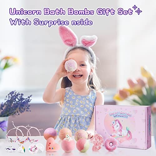 Kids Bath Bombs with Surprise Inside,9 PACK Valentines Bath Bombs for Kids Toddler Bath Bombs with Toys Inside,Unicorn Bath Bombs for Girls Bathbombs with Toys Inside,Organic Bath Bombs for Kids Gifts