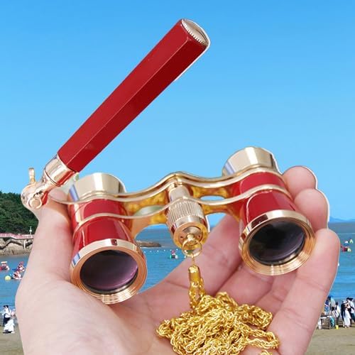 Yourelexit® Opera Glasses Binoculars Lorgnette Theater Optical Glasses Mini Compact Lightweight Built-in Foldable Adjustable Handle with Neck Chain Vintage Adults Kids Women in Musical Concert Cinema