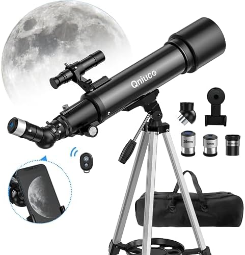 Telescope, 70mm Aperture 600mm Telescopes for Adults Astronomy & Kids & Beginners, Portable Refracting Telescope with an Adjustable Tripod, a Bag, a Phone Adapter & a Wireless Remote
