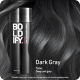 BOLDIFY Hair Fibers (56g) Fill In Fine and Thinning Hair for an Instantly Thicker & Fuller Look - Best Value & Superior Formula -14 Shades for Women & Men - DARK GREY