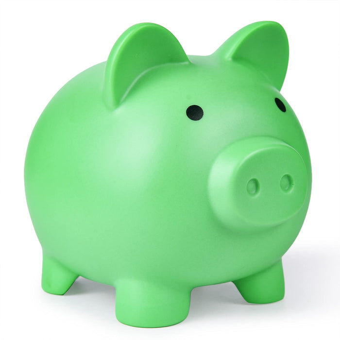 PJDRLLC Piggy Bank, Unbreakable Plastic Money Bank, Coin Bank for Girls and Boys, Medium Size Piggy Banks, Practical Gifts for Birthday, Easter, Christmas (Green)