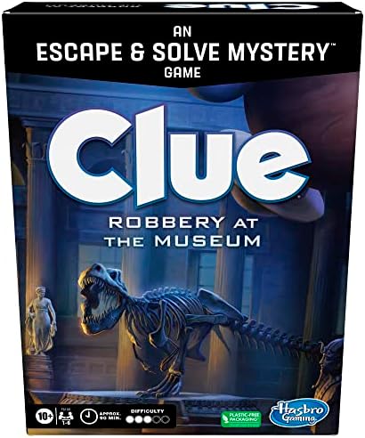 Clue Board Game Robbery at The Museum, Escape Room Game, Murder Mystery Games, Cooperative Family Board Game, 1-6 Players, 10+