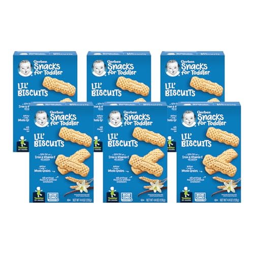 Gerber Toddler Baby Food, Vanilla Wheat Biscuits, 4.44 oz Box (Pack of 6)