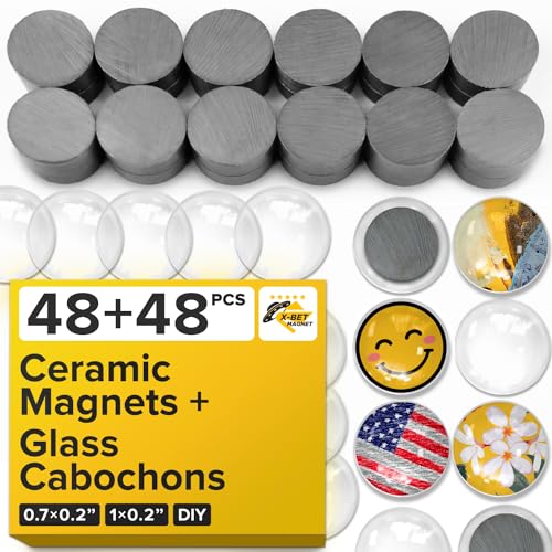 X-Bet Magnet Ceramic Magnets - Round Disc - Flat Circle Magnets Bulk for Crafts, Science & Hobbies - Perfect for Refrigerator, Whiteboard, Fridge (96)