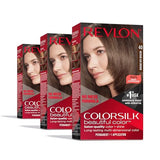 Revlon ColorSilk Beautiful Color Permanent Hair Color, Long-Lasting High-Definition Color, Shine & Silky Softness with 100% Gray Coverage, Ammonia Free, 40 Medium Ash Brown, 3 Pack