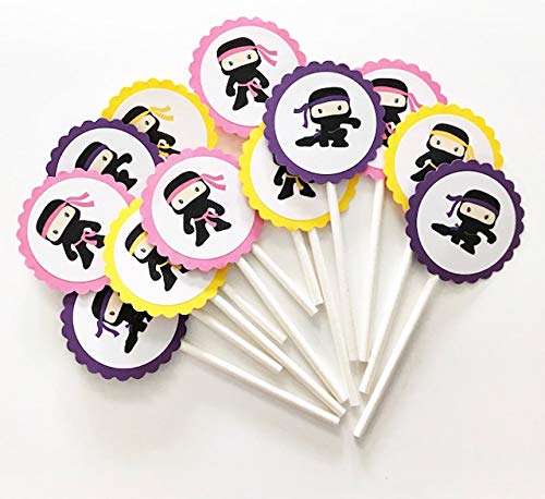 Girl Ninja Cupcake Toppers - Set of 12