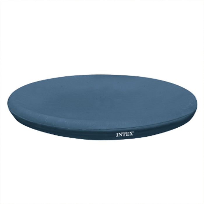 Intex 28026E UV Resistant Deluxe Debris Pool Cover for 13-Foot Intex Easy Set Above Ground Swimming Pool, Vinyl Round Cover with Drain Holes and Nylon Tie-Down Ropes, Blue