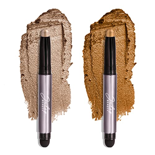 Julep Eyeshadow 101 Crème to Powder Waterproof Eyeshadow Stick Duo, Silver Moonlight Shimmer & Honey Gold Shimmer