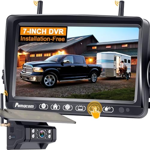 Wireless RV Backup Camera Install-Free for Trailer: 7 Inch Recording Monitor Solar RV Rear View Camera Long Battery Life Scratch-Proof - Strong Magnetic RV Camera HD 1080P for RVs Trucks Campers