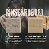 Rinse & Robust Mens Soap Bar Set 6Pcs Natural Handmade Cleansing Bar Soap Set Moisturizing&Exfoliating Scrub Soap Gift for Men All Skin Type| 6 Different Scents |3.5 oz of 6 Bars