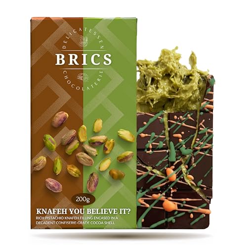 Brics Signature Dubai Kunafa Chocolate Bar, 7.05oz, With Luxuriously Creamy Pistachio & Extra Crunchy Knafeh Filling