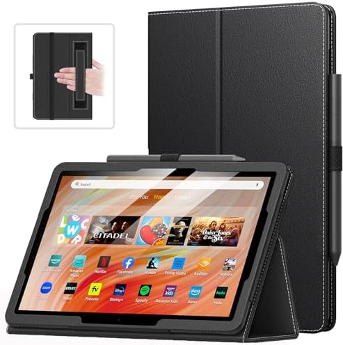 MoKo Case Fits All-New Amazon Kindle Fire HD 10 & 10 Plus Tablet (13th/11th Generation, 2023/2021 Release) 10.1" - Slim Folding Stand Cover with Auto Wake/Sleep, Black