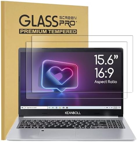 2 Pack 15.6 inch Tempered Glass Laptop Screen Protector for 15.6" HP/Dell/ASUS/Samsung/Lenovo/Acer/MSI/LG/URAO/VGKE 15.6 inch 16:9 Laptop, 9H Hardness, Anti Fingerprint, Bubble Free