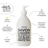 Compagnie de Provence Savon de Marseille Extra Pure Liquid Soap - White Tea - 16.9 Fl Oz Glass Pump Bottle