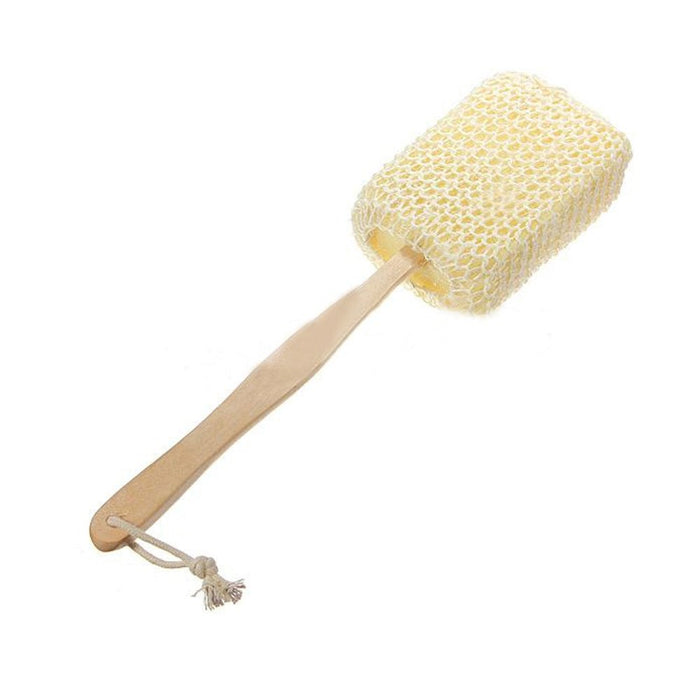 2 Natural Sisal Fiber Back Brush Loofah Scrubber Spa Shower Sponge Long Handle