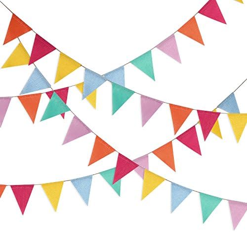 HESTYA 42 Pieces Colorful Pennant Banner Flag Multicolor Bunting Triangle Banner Pastel Pennants for Birthdays Easter School Carnival Garland Outdoor Events Party Hanging Decorations(Pastel)