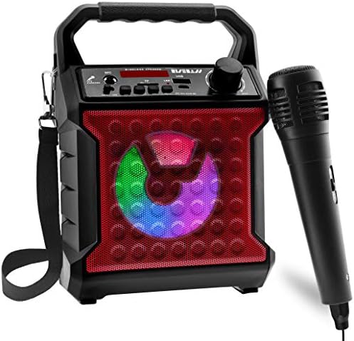 Risebass Portable Karaoke Machine with Microphone - Karaoke System with Party Lights for Kids and Adults - Rechargeable USB Speaker Set with FM Radio SD Card, AUX-in, Birthday Gift for Girls and Boys