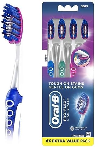 Oral-B Pro-Flex Stain Eraser Toothbrushes, Soft, 4 Count