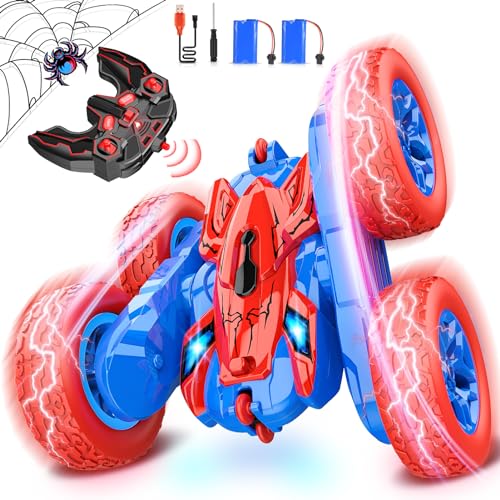 JovialToyz Spider RC Cars Toys for Boys Ages 3-8 Kids Remote Control Stunt Car Toy for 4 5 6 7 8 9 10 Year Old Boy Girl Christmas Birthday Gifts 360° Flip 4WD Car for Boys Age 4-6 5-7 Toddler Gift