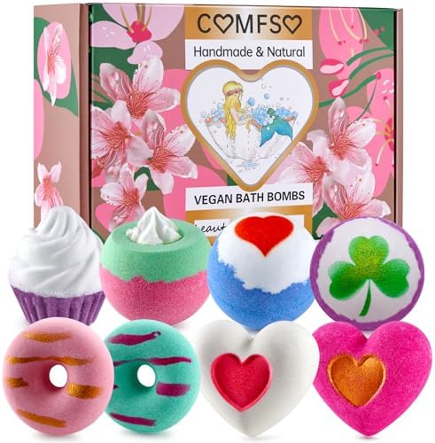 Bath Bombs for Girls - Bath Bombs, Valentines Day Gifts for Women Kids, Bubble Bath, Handmade Bath Bomb Gift Set Bathbombs Relaxing Spa Gifts Basket for Her Wife Mom Birthday