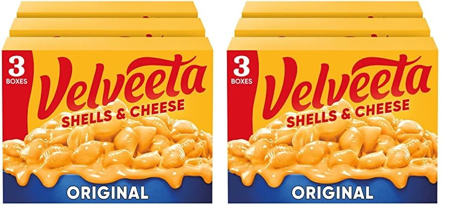 Velveeta Shells & Cheese Original Shell Pasta & Cheese Sauce Meal (3 ct Pack, 12 oz Boxes) (Pack of 2)