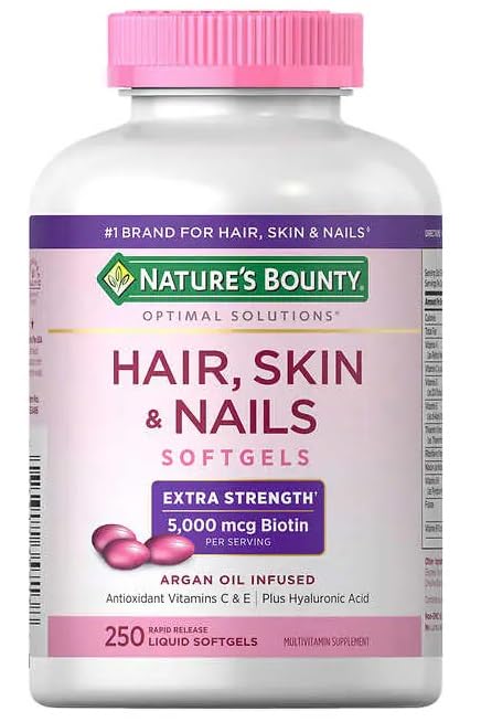 FrenchGlory Nature's Hair, Skin & Nails Extra Strength 5,000 mcg Biotin Per Serving x 83 Servings (250 Softgels)