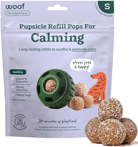 WOOF Pupsicle Refill Pops for Calming - Calming Dog Treats - Long-Lasting Refills for The Pupsicle Toy to Promote Calm - Magnesium for Dogs- Small Pops - 10 Count