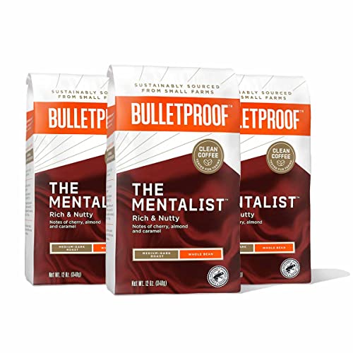 Bulletproof The Mentalist Medium-Dark Roast Whole Bean Coffee, 12 Ounces (Pack of 3), 100% Arabica Coffee Sourced from Central and South America