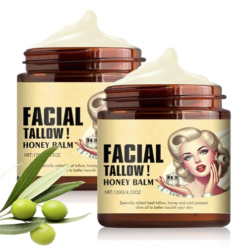 Whipped Beef Tallow and Honey Balm,Grass Fed Grass Finished Face Cream,Creams & Moisturizers (2pcs)