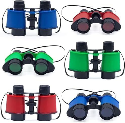 Pack of 12 Binoculars for Kids - 3.5" x 5" Kids Binoculars with Neck String - Gifts for Boys and Girls - Binoculars for Bird Watching Educational Learning Hunting Hiking Birthday Presents - SRENTA