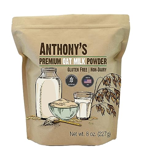 Anthony's Premium Oat Milk Powder, 8 oz, Gluten Free, Non GMO, Vegan, Made in USA