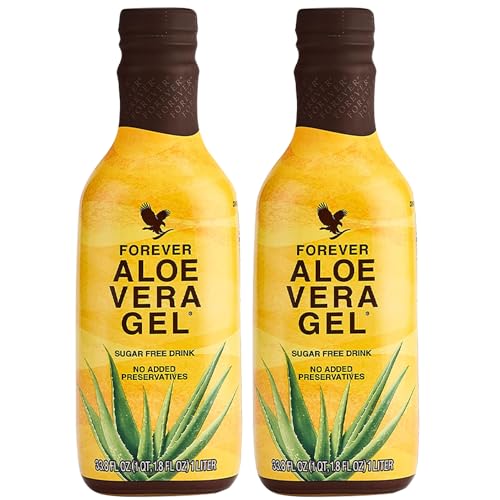 Aloe Vera Juice (Pack of 2) Plain-flavored Digestive Aid Made from 99.7% Pure Aloe Vera Gel, No Added Preservatives for Fresh Aloe Juice Taste, Promotes Healthy Lifestyle, Vegan & Vegetarian Friendly