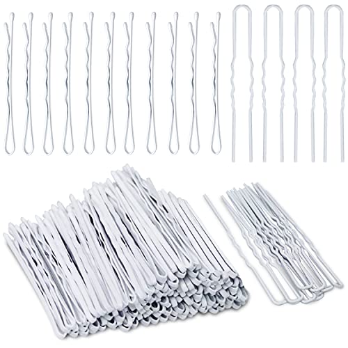 White Bobby Pins, AITRAI 110 pcs Hair Pins Kit 100pcs White Hair Pins &10pcs White U-shaped Hair Pins with Box Hair Accessories for Women Girls, 2.2 Inch