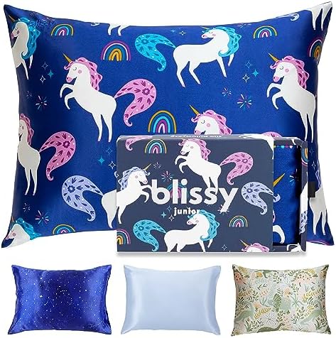 Blissy Toddler Silk Pillowcase - 100% Pure Mulberry Silk - 22 Momme 6A High-Grade Fibers - Soft and Gentle Silk Pillowcase for Kids Hair and Skin (Toddler 13 x 18 in, Unicorn)